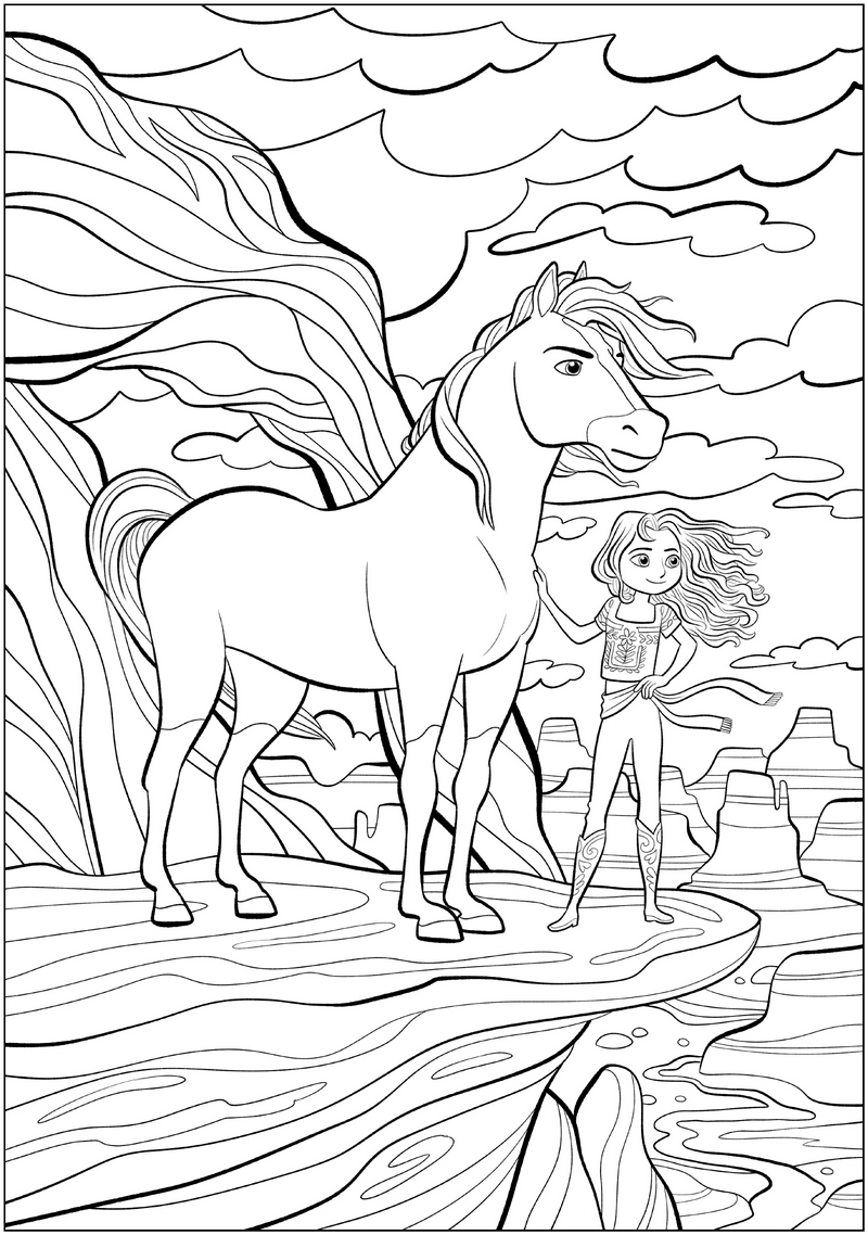 coloriages spirit dreamworks étalon des plaines indomptable 