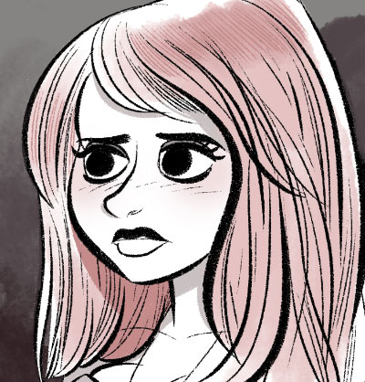 This girl has grey-pink hair.