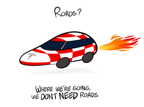 Is this a spaceship? No it's a Tesla.