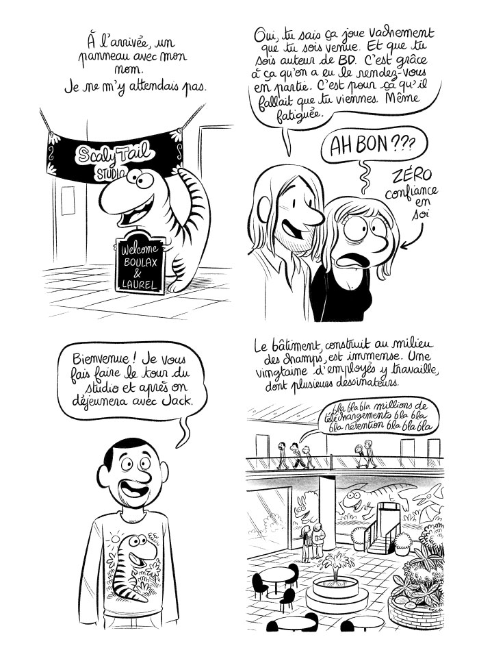 On fait le tour du studio de BD. 