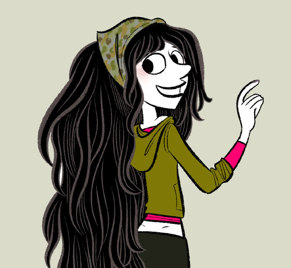 Girl with a green bandana.