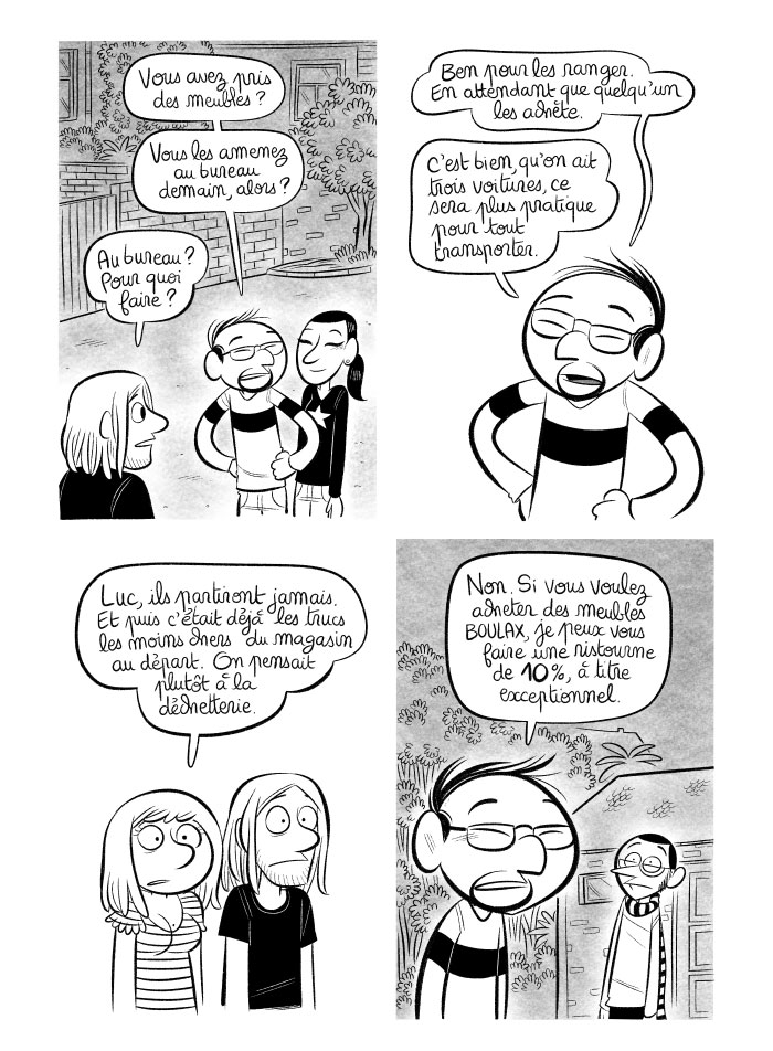 Luc veut nous vendre les meubles 10% de leur prix initial au lieu de 5%, à titre exceptionnel. 