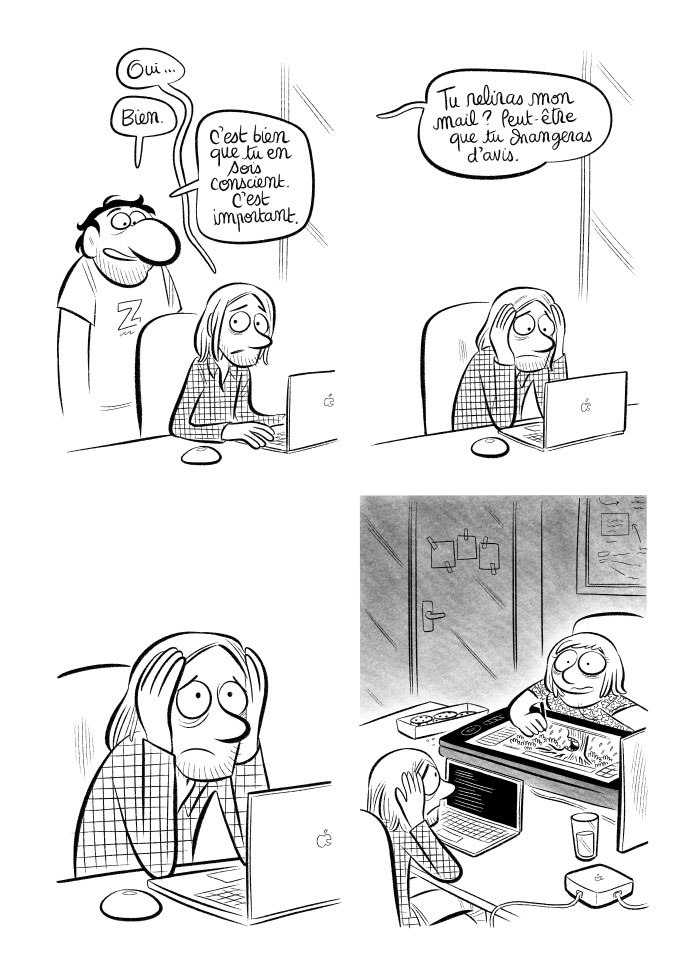 Les menaces presque directes du patron au sujet d'un enfant. Nous sommes abasourdis. 