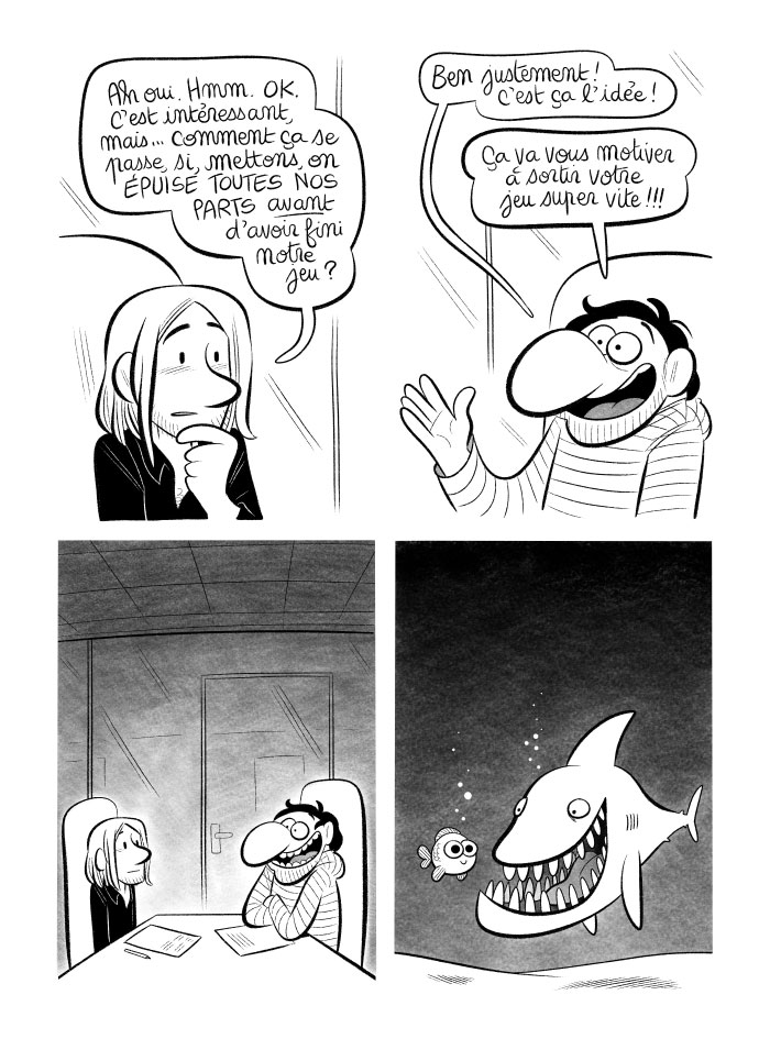 Le CEO nous propose de travailler tout en vendant nos parts de la boîte. Mais... si jamais on n'a plus de parts avant de finir le travail ? "ben justement ! ça vous obligera à vous dépêcher !"
