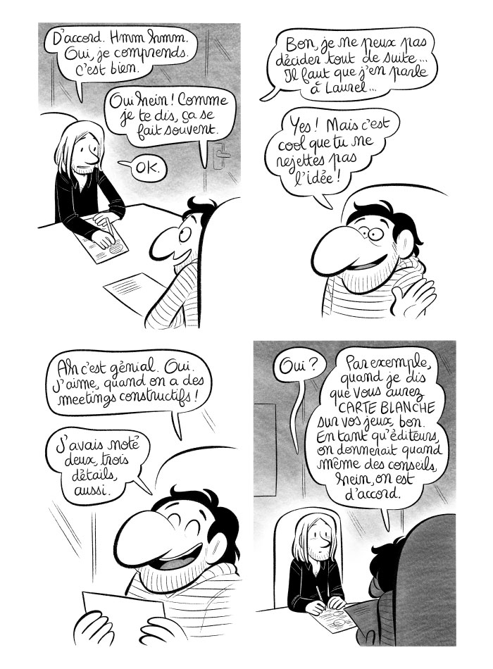 Joffrey est très heureux qu'Adrien le laisse parler car il aime les meetings constructifs. 
