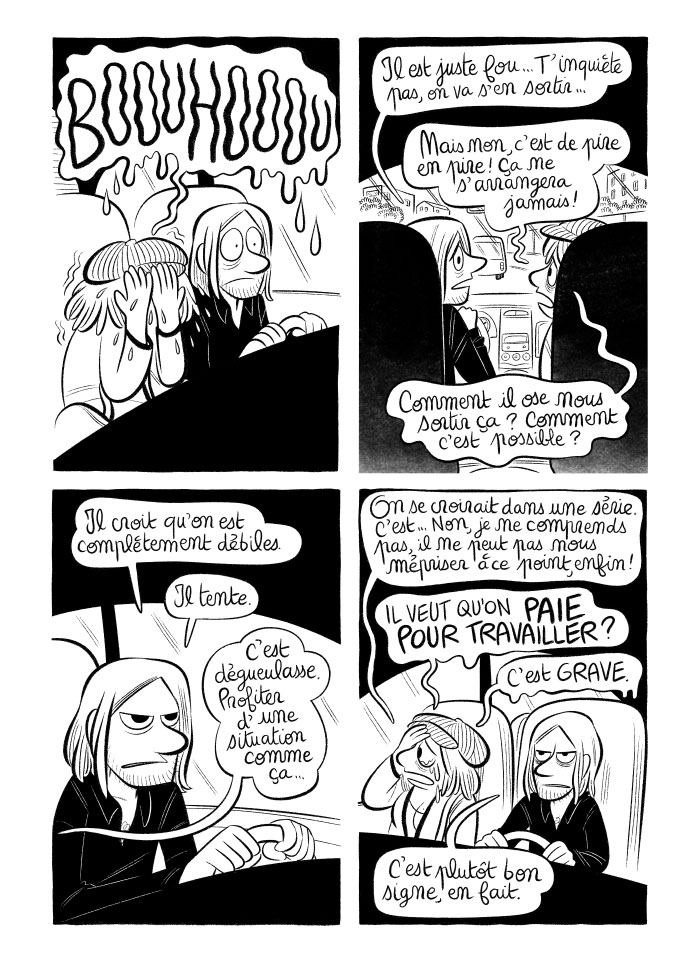 Joffrey et sa super proposition... nous racheter nos parts au fur et à mesure pour financer notre salaire ? Il veut qu'on paie pour travailler, autrement dit...