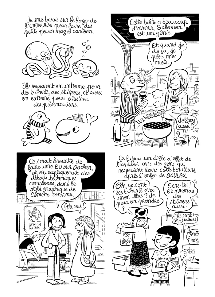 le fondateur de Docker : Solomon Hykes a l'idée de me dire de faire une BD sur Docker un peu dans le style de Comme convenu. 