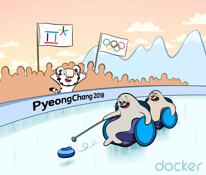 Dessins pour Docker, les jeux olympiques d'hiver 2018, à Pyeong Chang - par Laurel Duermael 