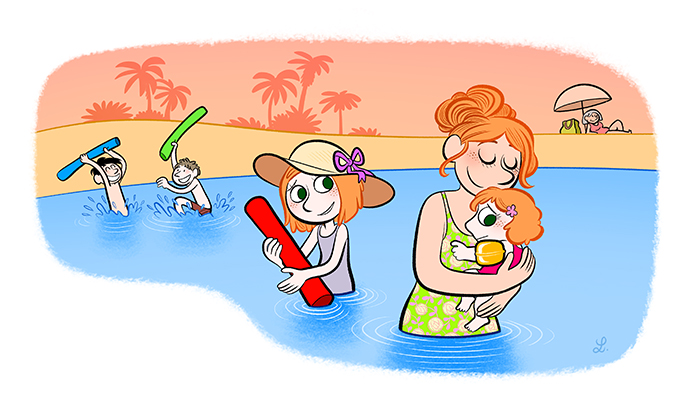 illustration de Laurel Duermael pour le Popi de juillet 2018 (supplément détachable "Parents")
