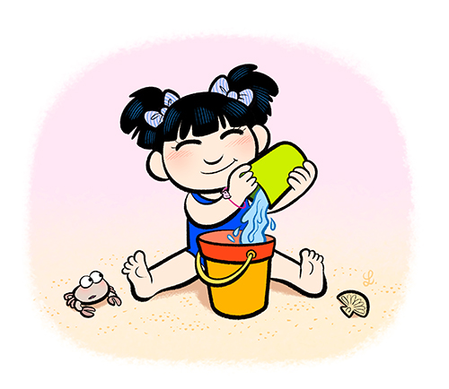 illustration de Laurel Duermael pour le Popi de juillet 2018 (supplément détachable "Parents")